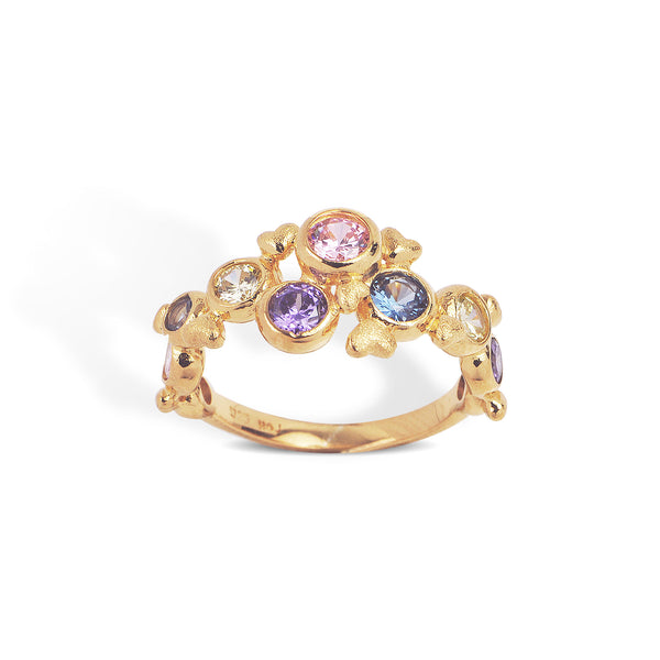 Small gold-plated sterling silver ring with a mix of cubic zirconia