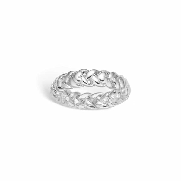 Sterling sølv ring flettet mønster med hjerter