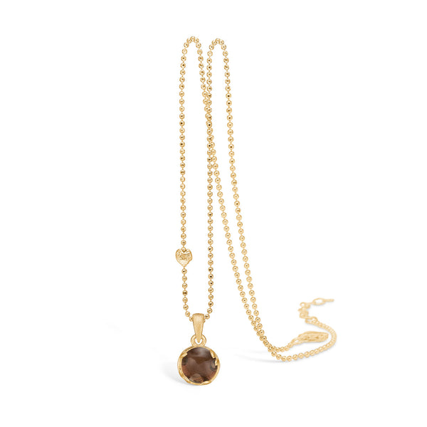 14 kt 'Conjure' gold necklace with cabochon cut smoky quartz