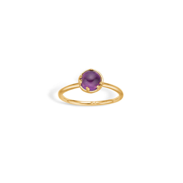 14 kt solid 'Conjure' gold ring with cabochon-cut purple amethyst