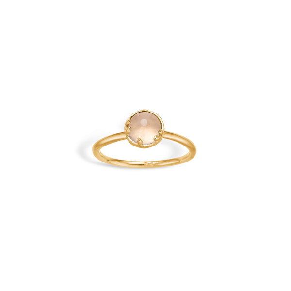 14 kt solid 'Conjure' gold ring with cabochon-cut rose quartz