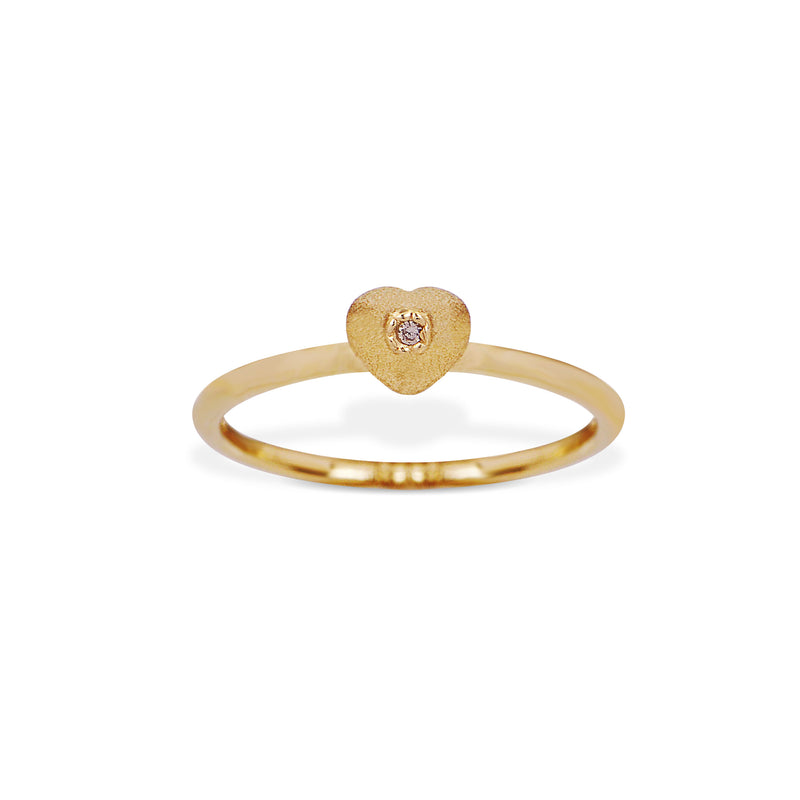 14 kt solid 'Conjure' gold ring with diamond in heart