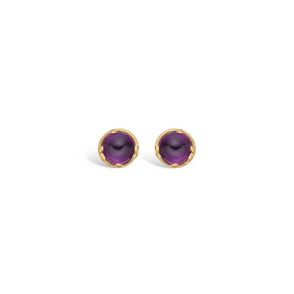 14 kt 'Conjure' gold earrings with cabochon-cut purple amethyst