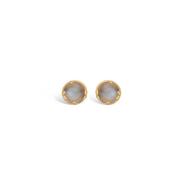 14 kt 'Conjure' gold earrings with cabochon-cut moonstone