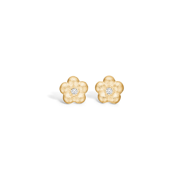 14 kt gold earring with flower and diamond