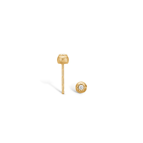 14 kt gold ball earrings with diamond