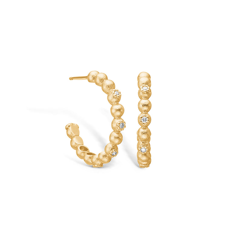 14 kt gold bubble creole with diamonds