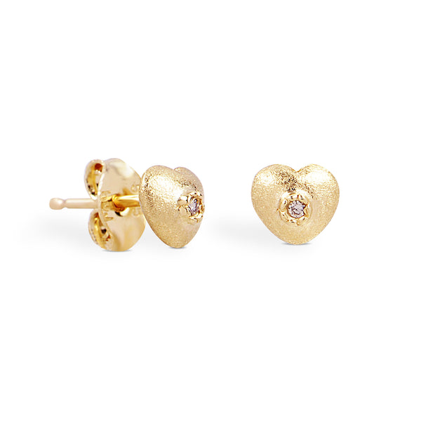14 kt 'Conjure' gold earrings with petit heart and diamond