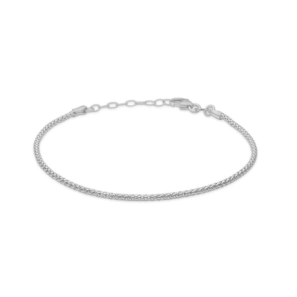 Single rhodium-plated silver bracelet