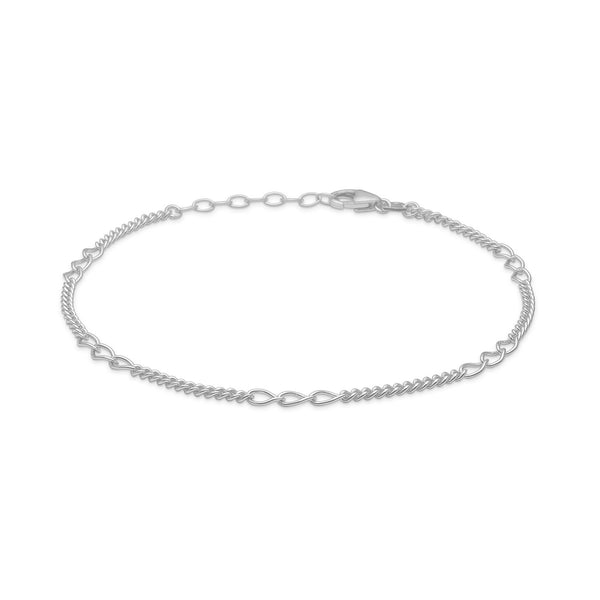 Single mix rhodium-plated silver bracelet