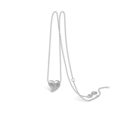 Halskæde rhod. sterling sølv med chunky hjerte 55cm kæde
