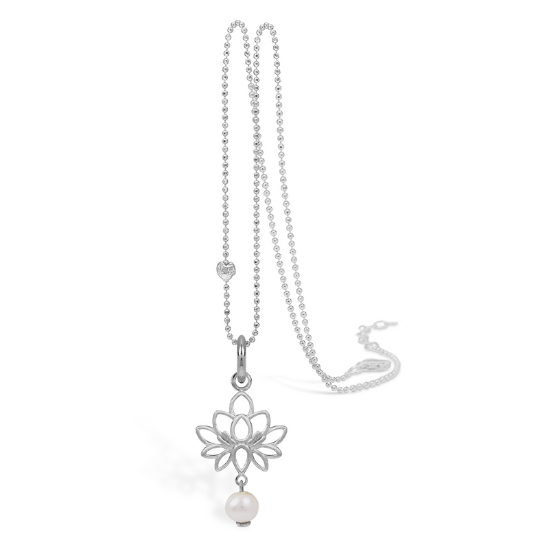 Sterling sølv halskæde 'Lotus' med perle
