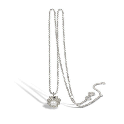 Sterling sølv halskæde musling med ferskvandsperle 45cm kæde 'Sey Shell'
