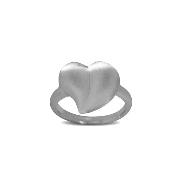 Sterling sølv ring med chunky hjerte mat.