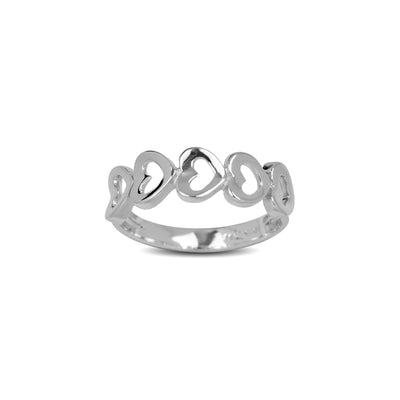 Ring rhod. sterlingsølv med hjerter