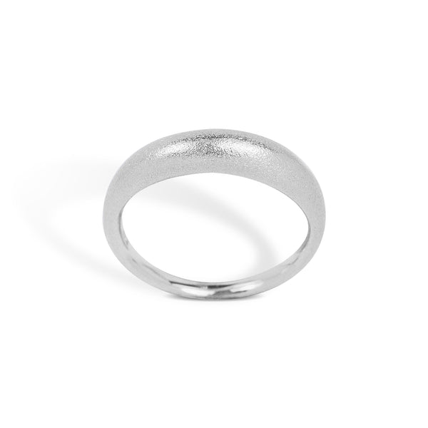 Rhodium-plated silver silk matt ring