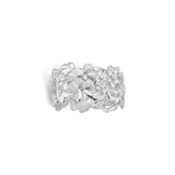 Gold-plated sterling silver ring with shiny branches and matte flowers