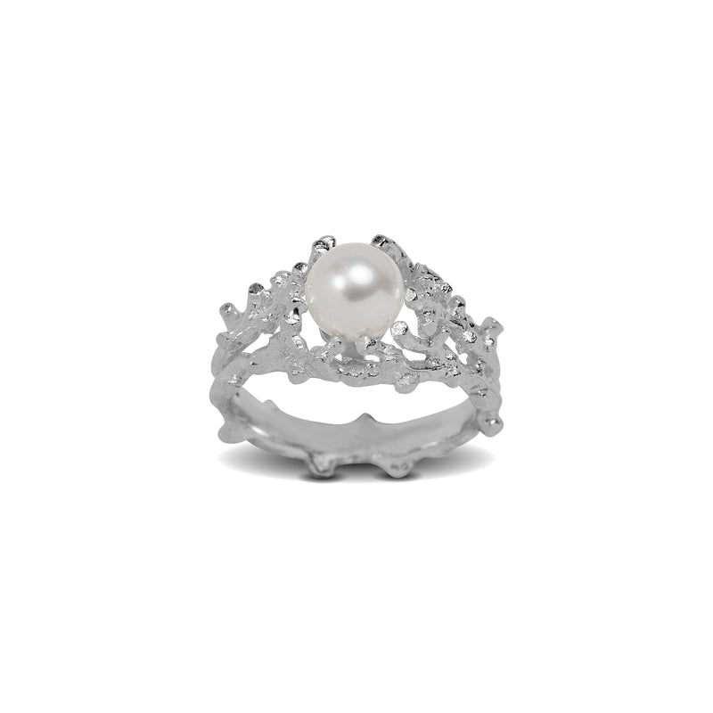 Sterling silver ring with freshwater pearl 'Sey Reef'