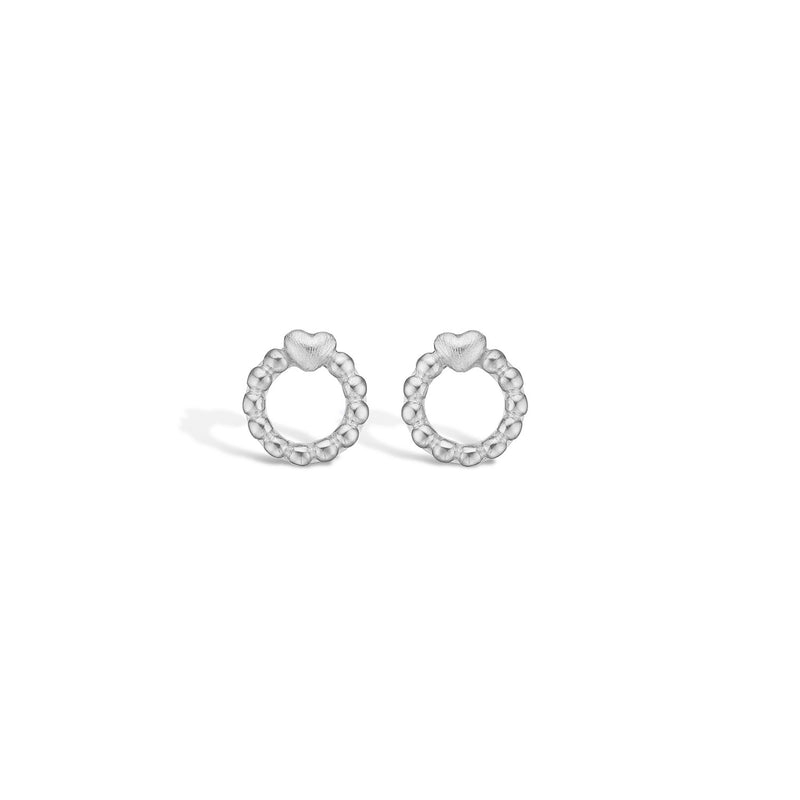 Sterling silver earrings 'Cirkelina' with balls and matte heart
