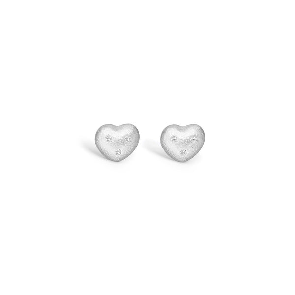 Sterling silver earrings with heart and white stones