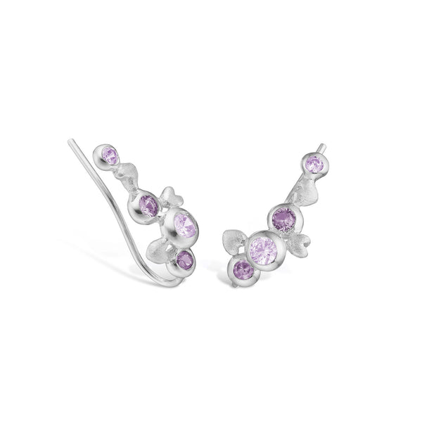 Sterling silver 'Radiance' earcrawler with pink and purple stones