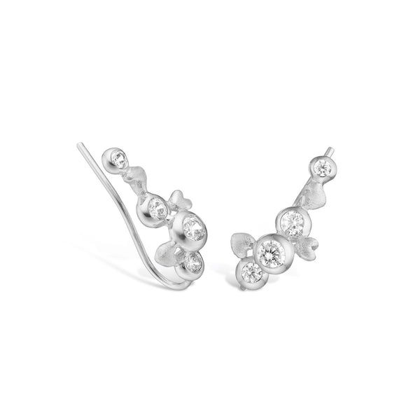 Sterling silver 'Radiance' earcrawler with clear stones