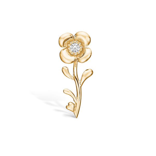 Gold-plated sterling silver brooch with flower