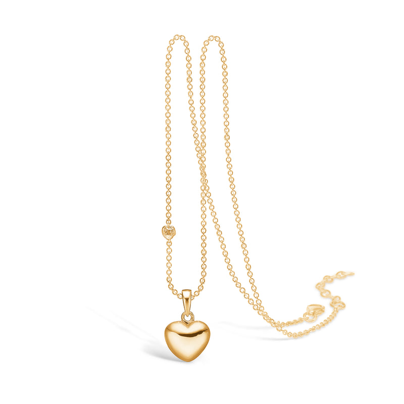 Gold-plated necklace with large glossy heart