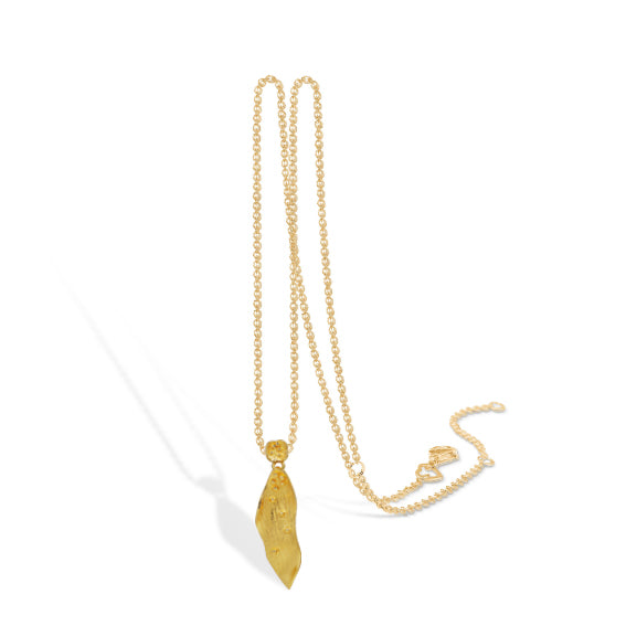 Gold-plated sterling silver necklace 45 cm chain 'Sey Weed'