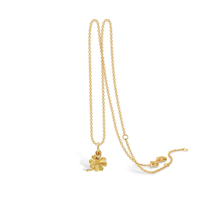 Halskæde forgyldt sterlingsølv med kløver og hjerte 45cm kæde
