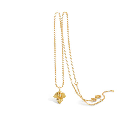 Halskæde forgyldt sterlingsølv med efeu blad og hjerte 45cm