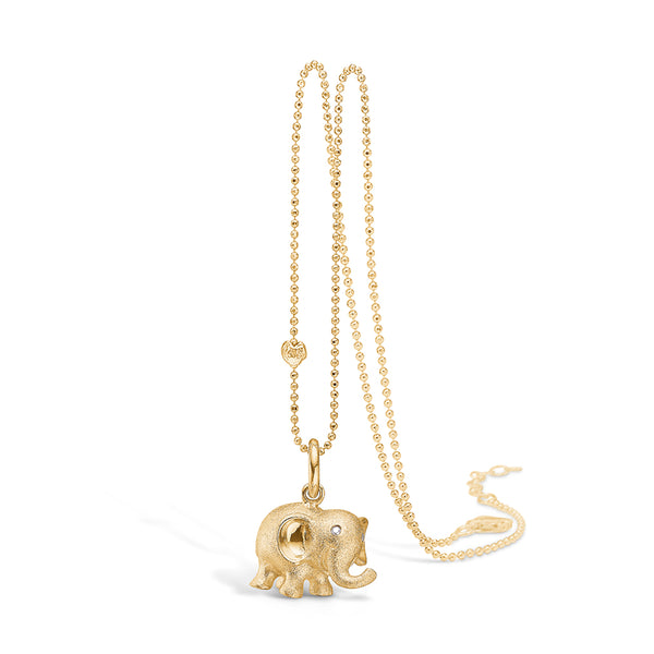 Gold-plated sterling silver necklace with large elephant