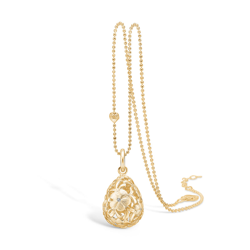 Gold-plated silver necklace with drop-shaped flowers