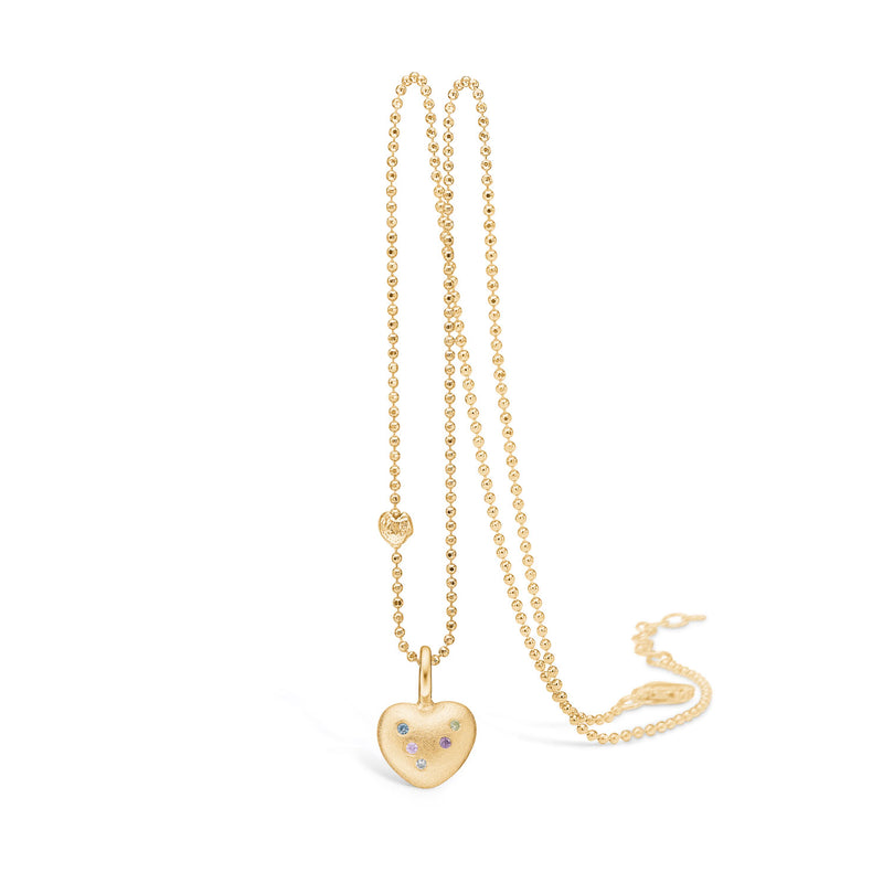Gold-plated sterling silver necklace with heart and mix stones