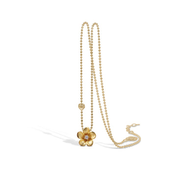 Halskæde med blomst, cz forgyldt sterling sølv 45cm