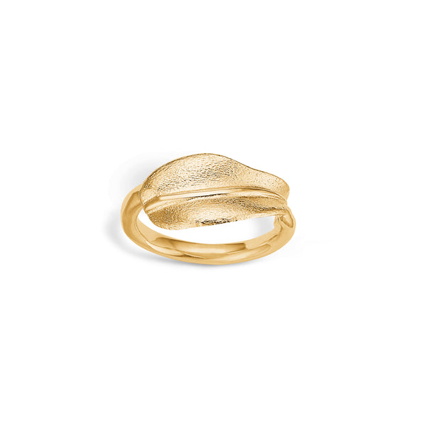 Forgyldt ring med blad