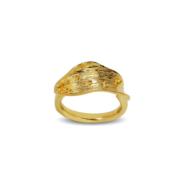 Gold-plated sterling silver ring 'Sey Weed'