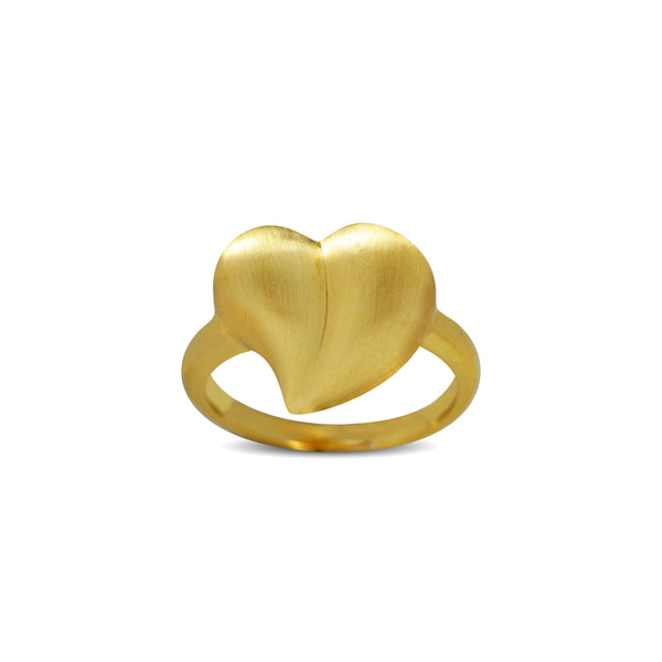 Forgyldt sterling sølv ring med chunky hjerte mat.