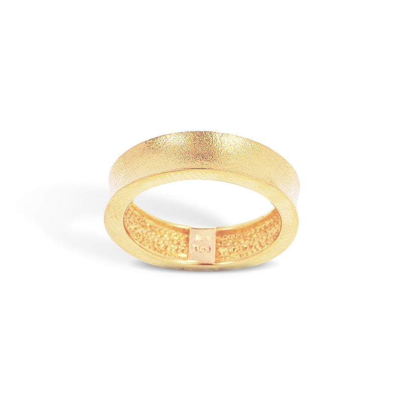 Gold-plated silver silk matt hollow wedge ring