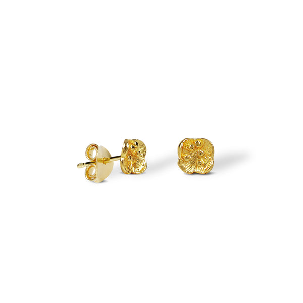 Gold-plated sterling silver ear studs 'Sey Weed'
