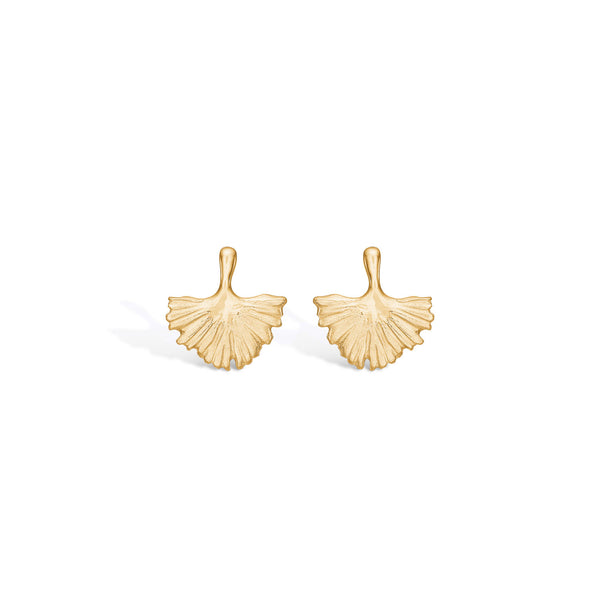 Gold-plated 'Ginkgo' ear studs