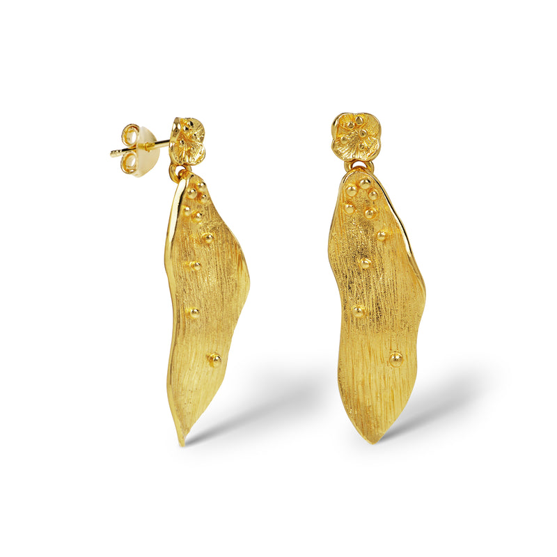Gold-plated sterling silver earring 'Sey Weed'