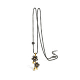 Sort rhodineret halskæde blomster med forgyldt og kubisk zirkonia