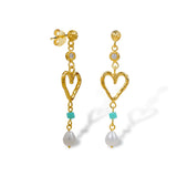 Melba - turquoise heart øreringe