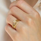 14 kt massiv 'Conjure' guld ring med diamant i blomst