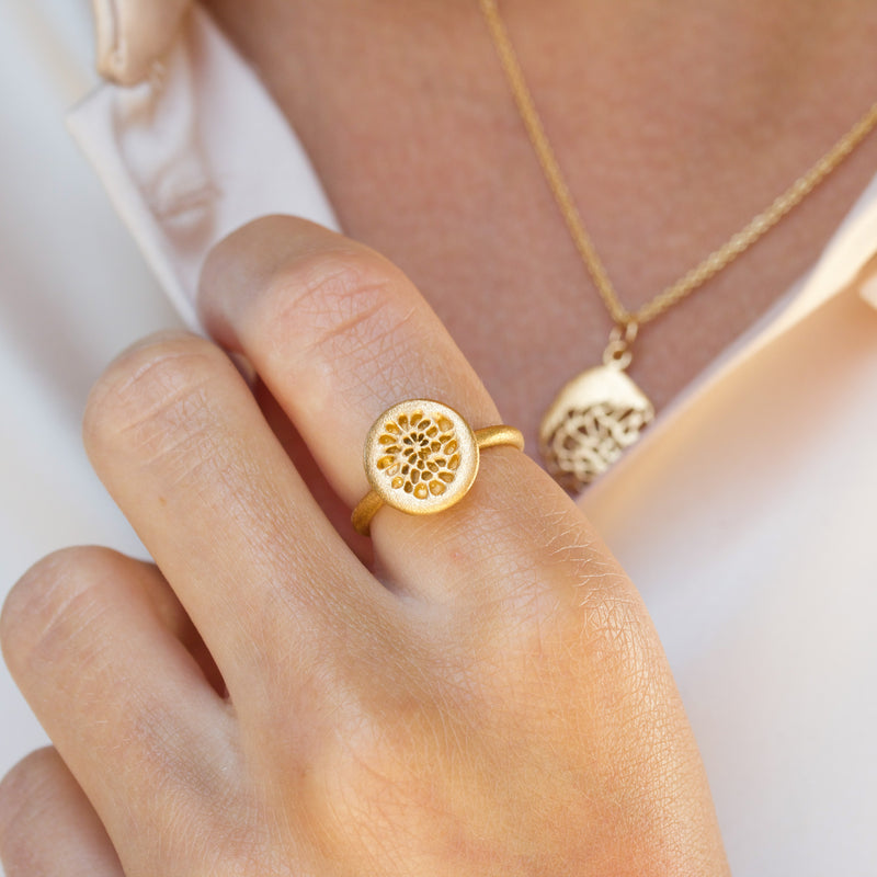 Gold plated "Flower Seeds" ring