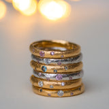 Gold-plated silver ring with a mix of cubic zirconia