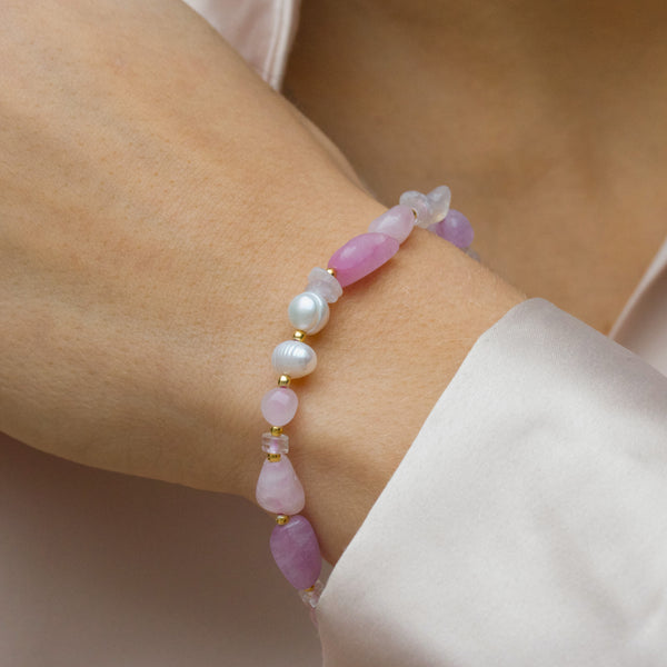 Sey Crystal gold-plated stone bracelet - light pink