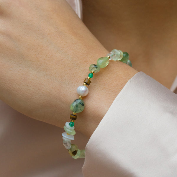 Sey Crystal gold-plated stone bracelet - light green