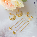 Gold-plated 'Ginkgo' ear studs